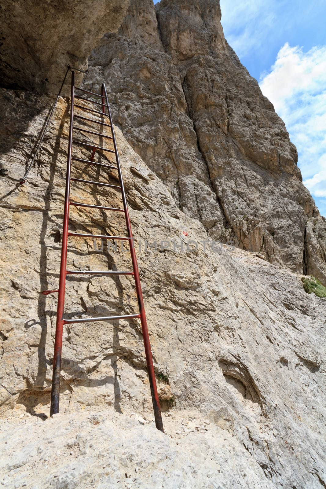 metal ladder used by hikers in Italian Dolomites