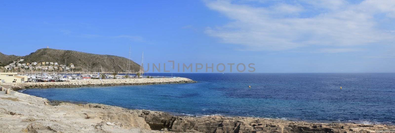 Moraira Teulada Mediterranean panoramic coast view in Alicante Spain