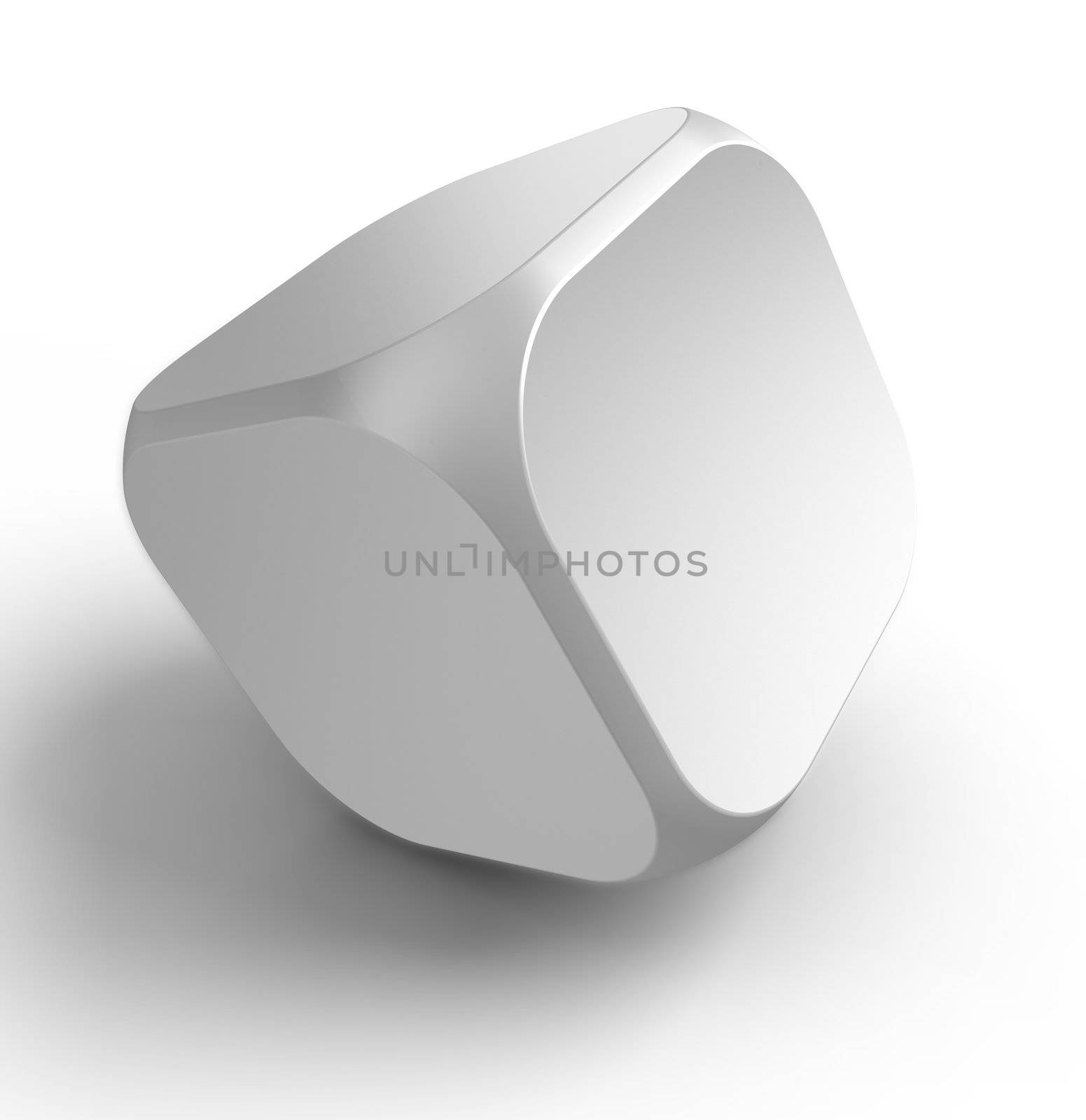 white empty dice cube on white background. clipping path included