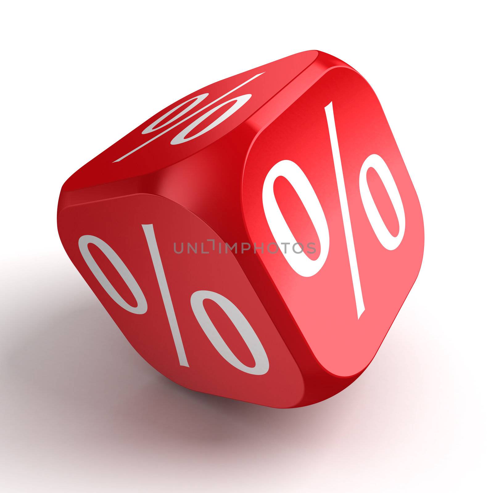 per cent conceptual red dice on white background. clipping path included