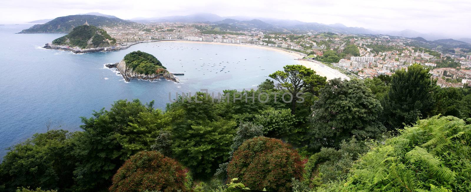 Bird view of San Sebanstian city and sea by lunamarina