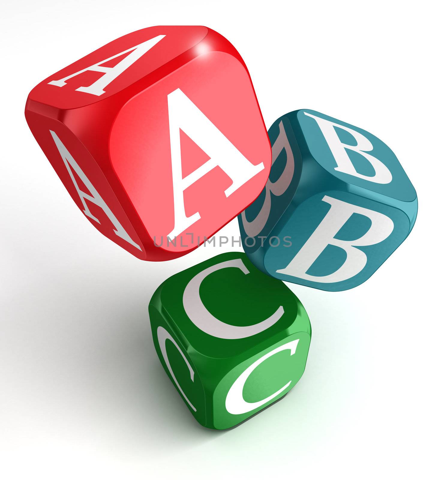 A,B and C on red, blue and green box by donskarpo