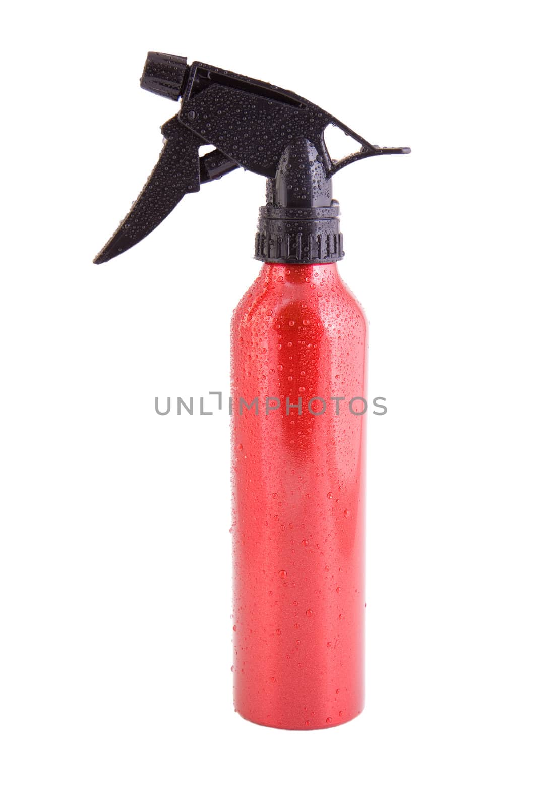 Red metal water sprayer isolated on white