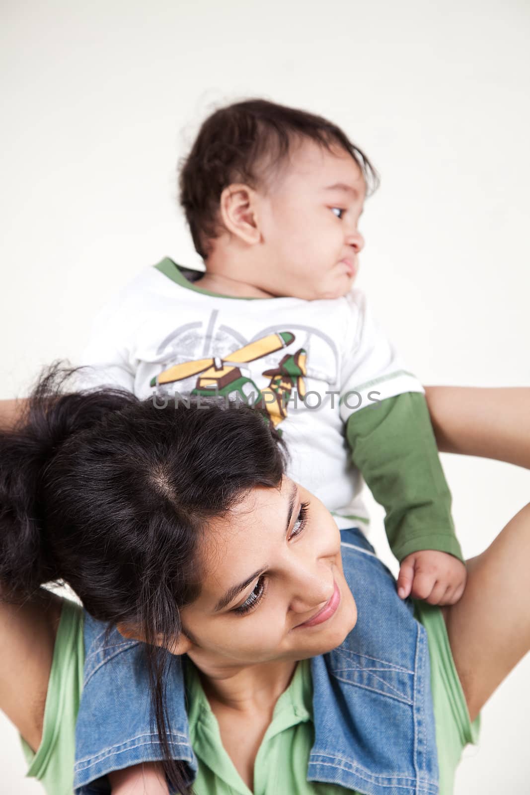 Indian Happy mother and baby looking each other