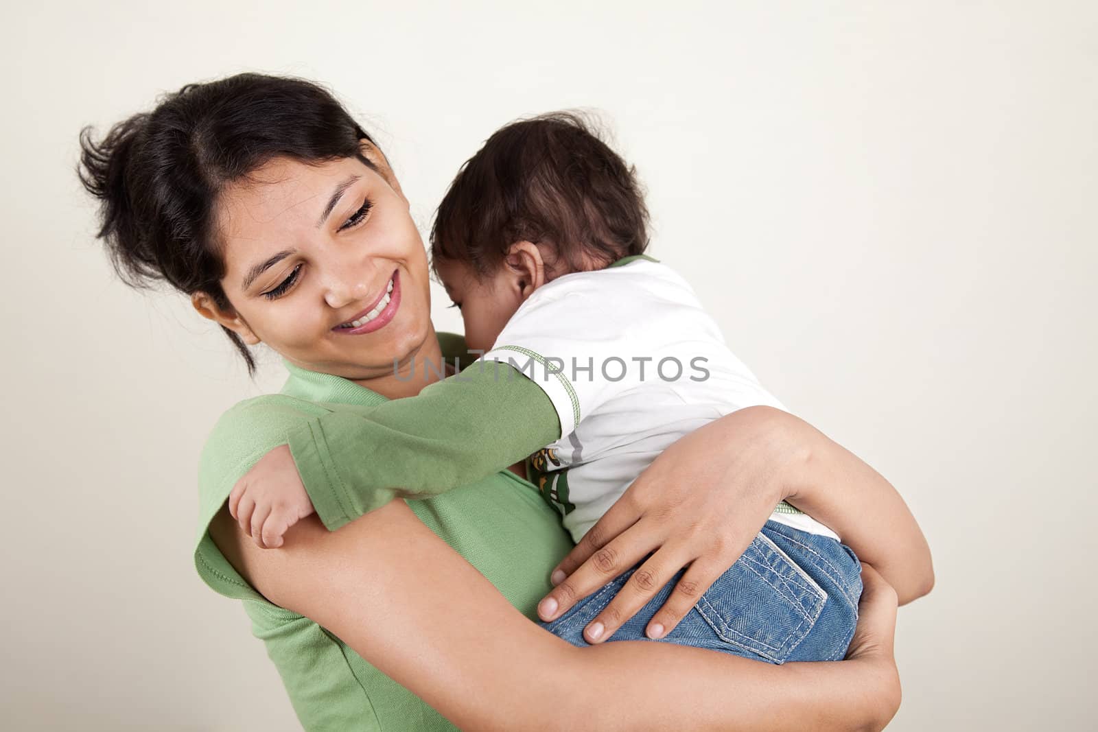 Indian Happy mother and baby looking each other