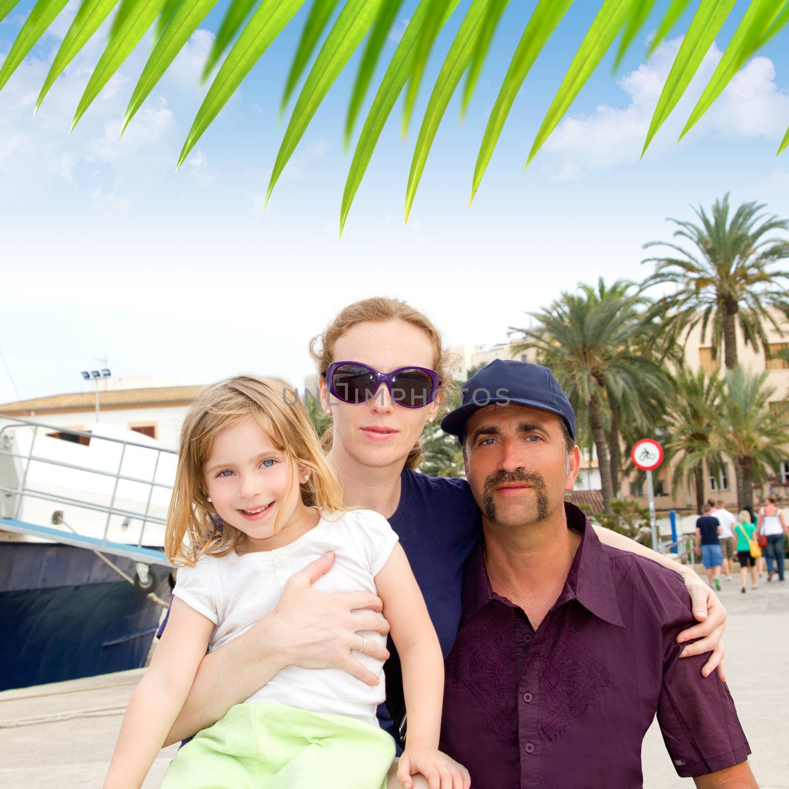 Family tourist in Ibiza town port by lunamarina