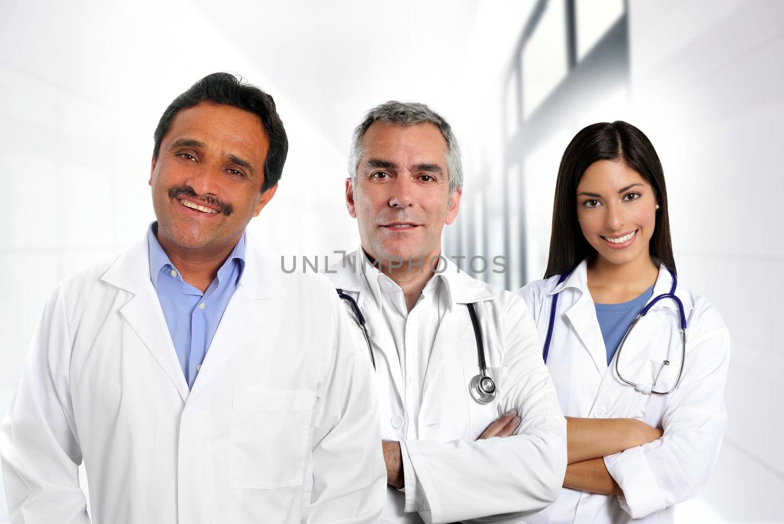 doctors multi ethnic expertise indian caucasian latin in hospital