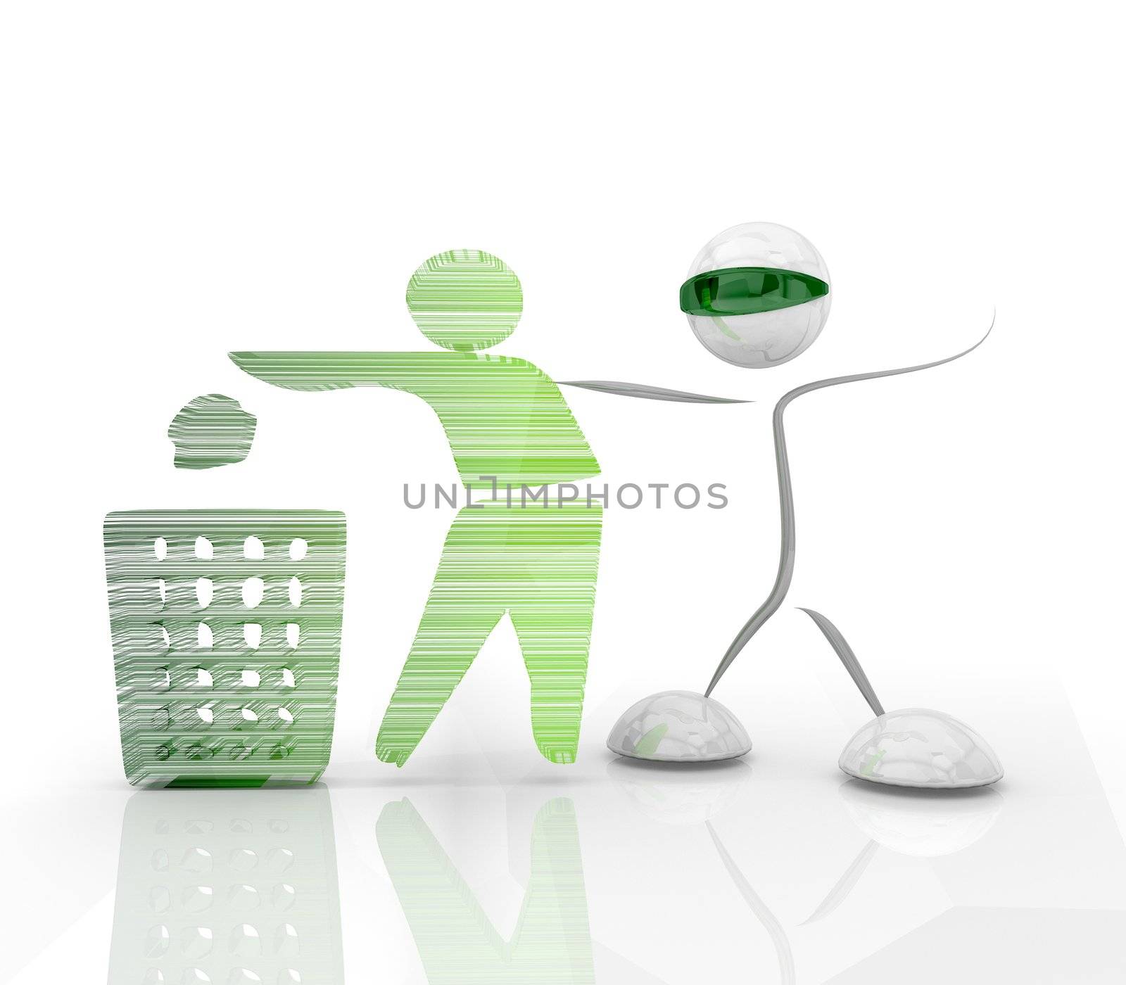 Delete icon with a futuristic character on a white background by onirb