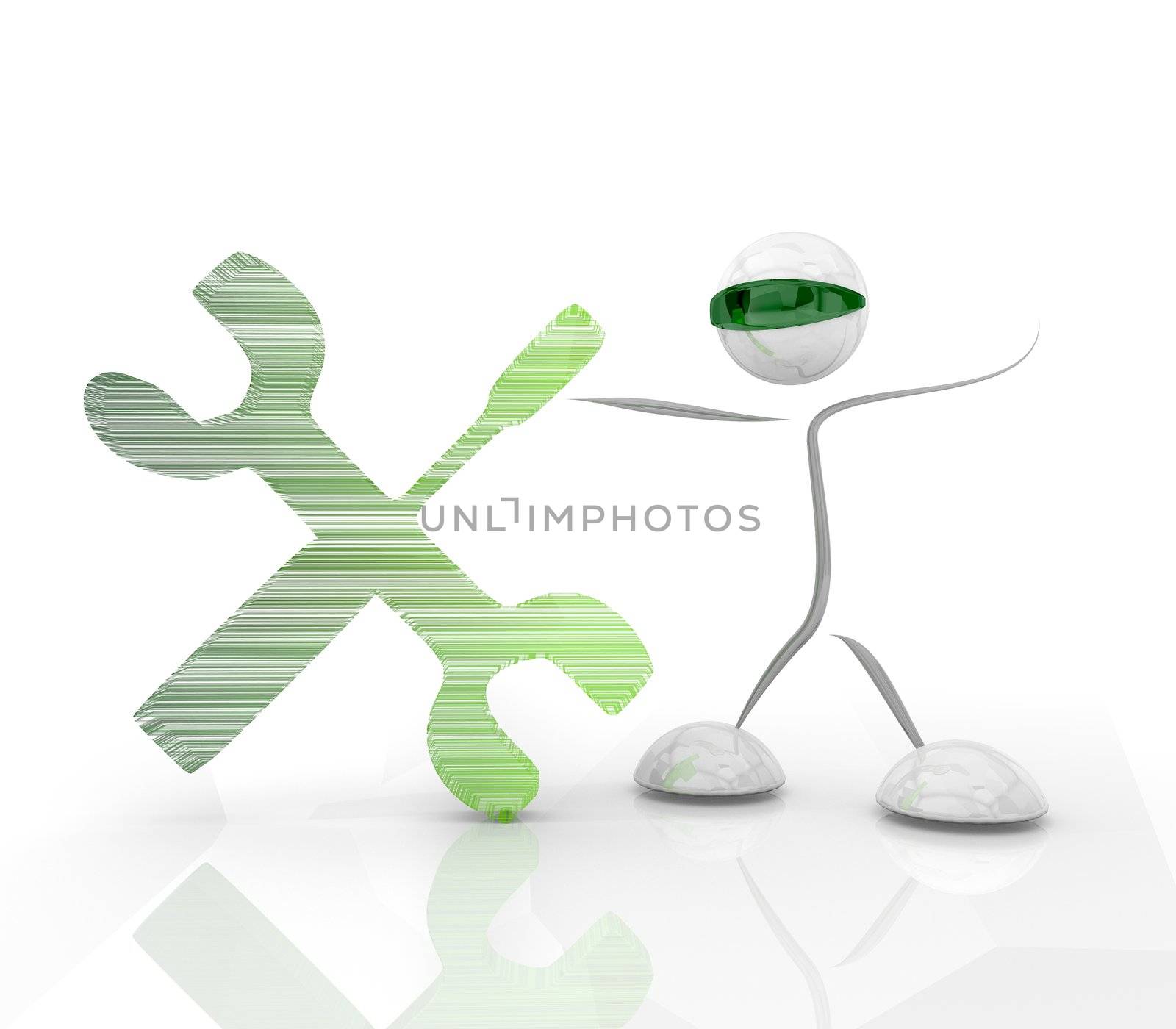 3D graphic Isolated Work job icon with a futuristic character on a white   background