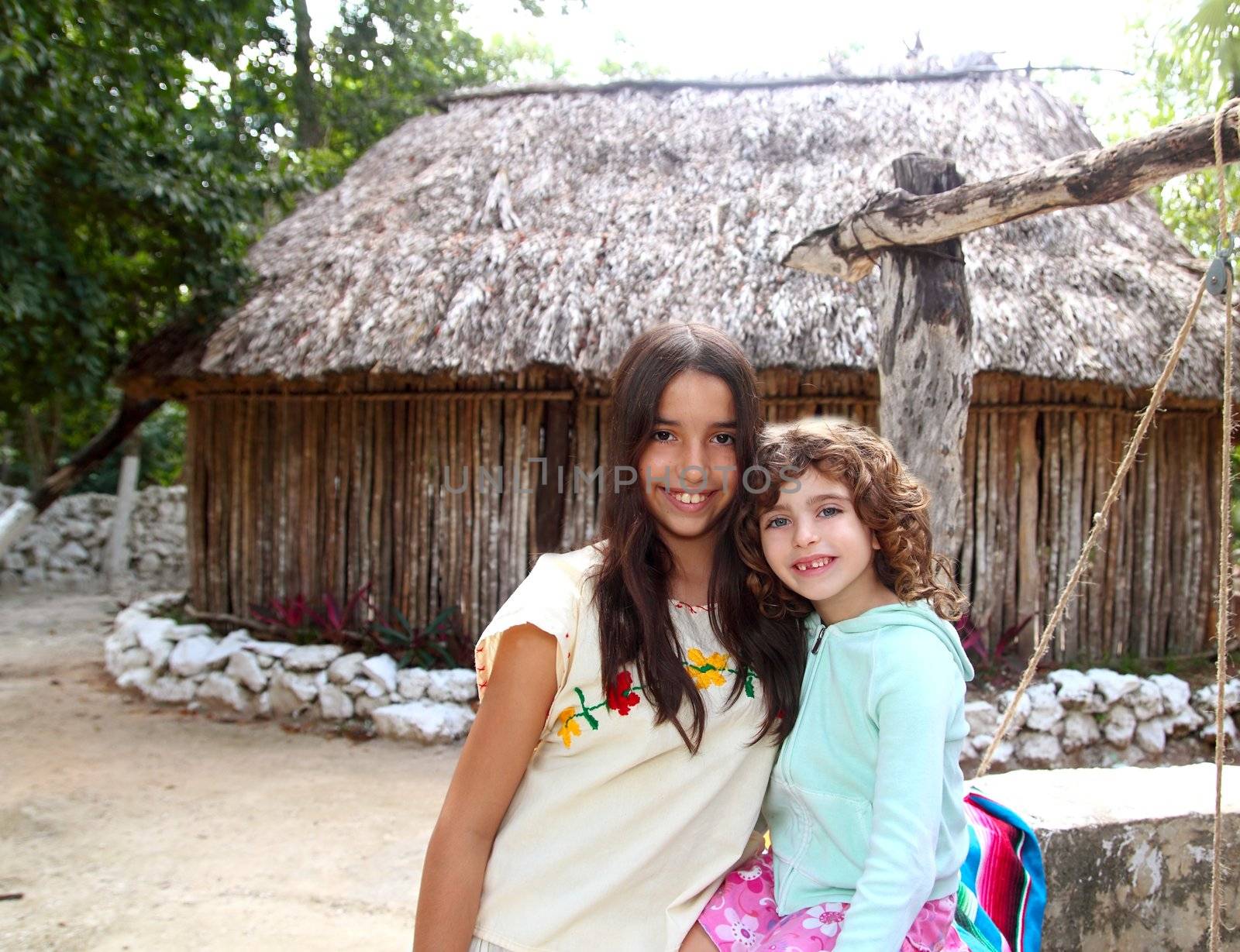 Indian mayan latin girl with her caucasian friend varied ethnicity