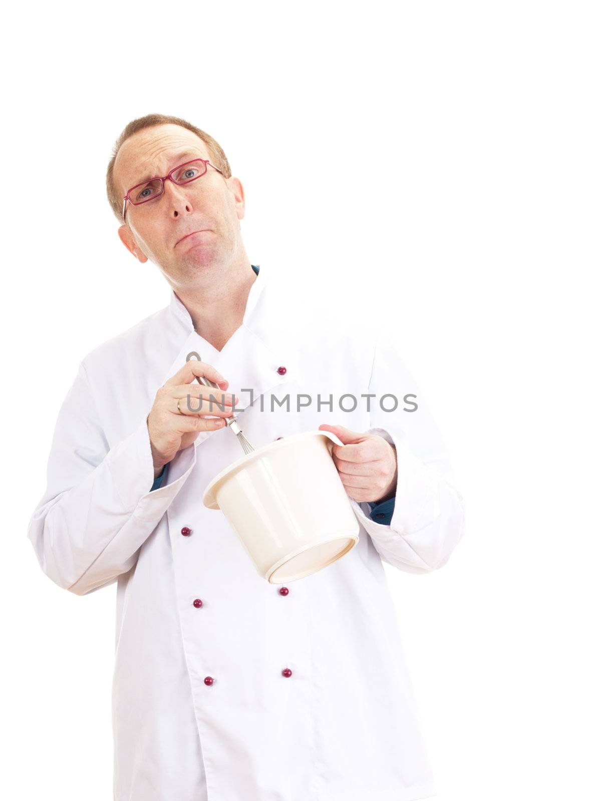 Chef with whisk and bowl