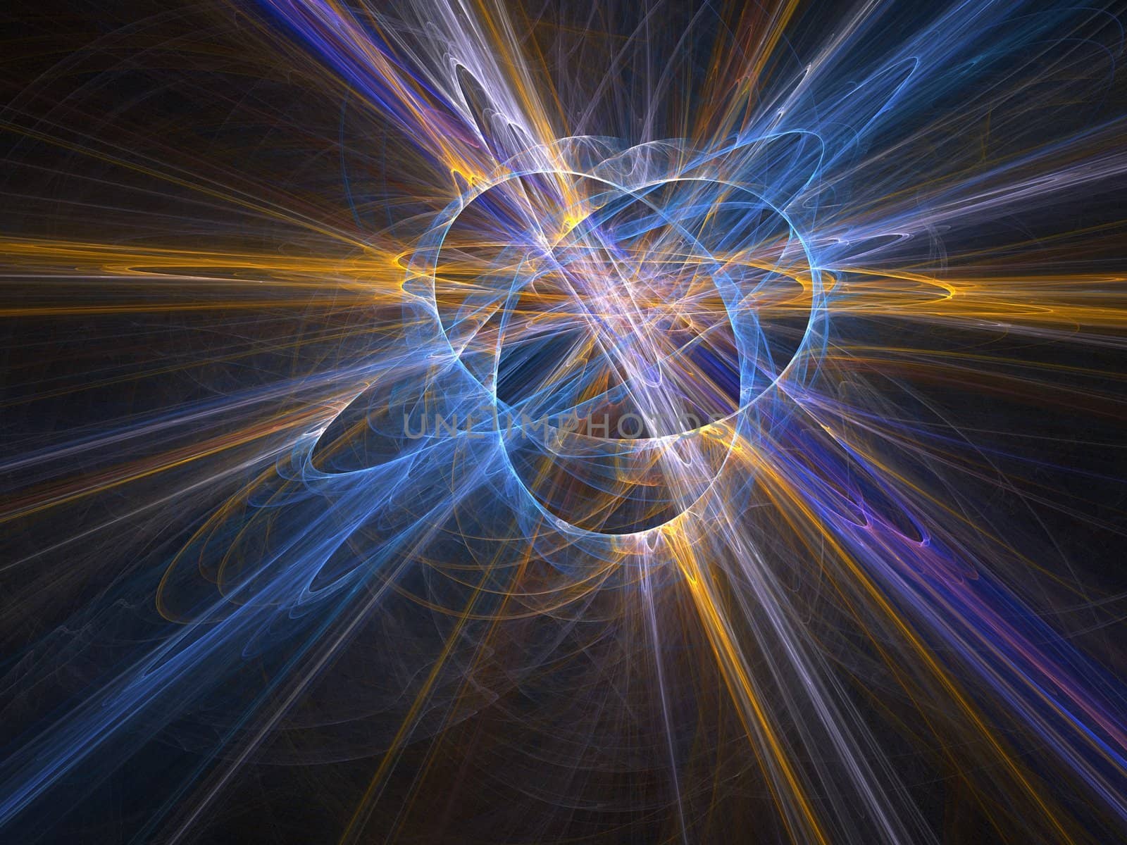 Graphics abstract texture. Computer rendered background. 3D fractal. Violet and orange light explosion.