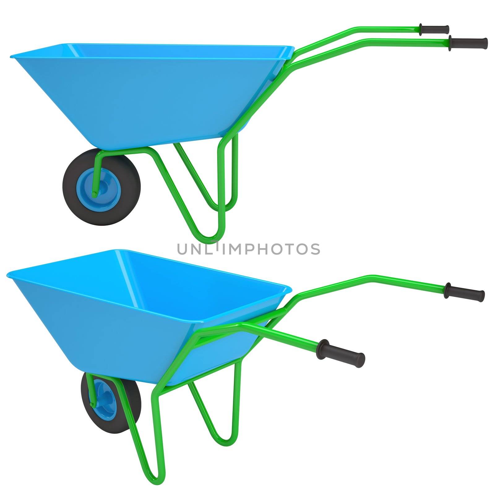 Wheelbarrows. Isolated render on a white background