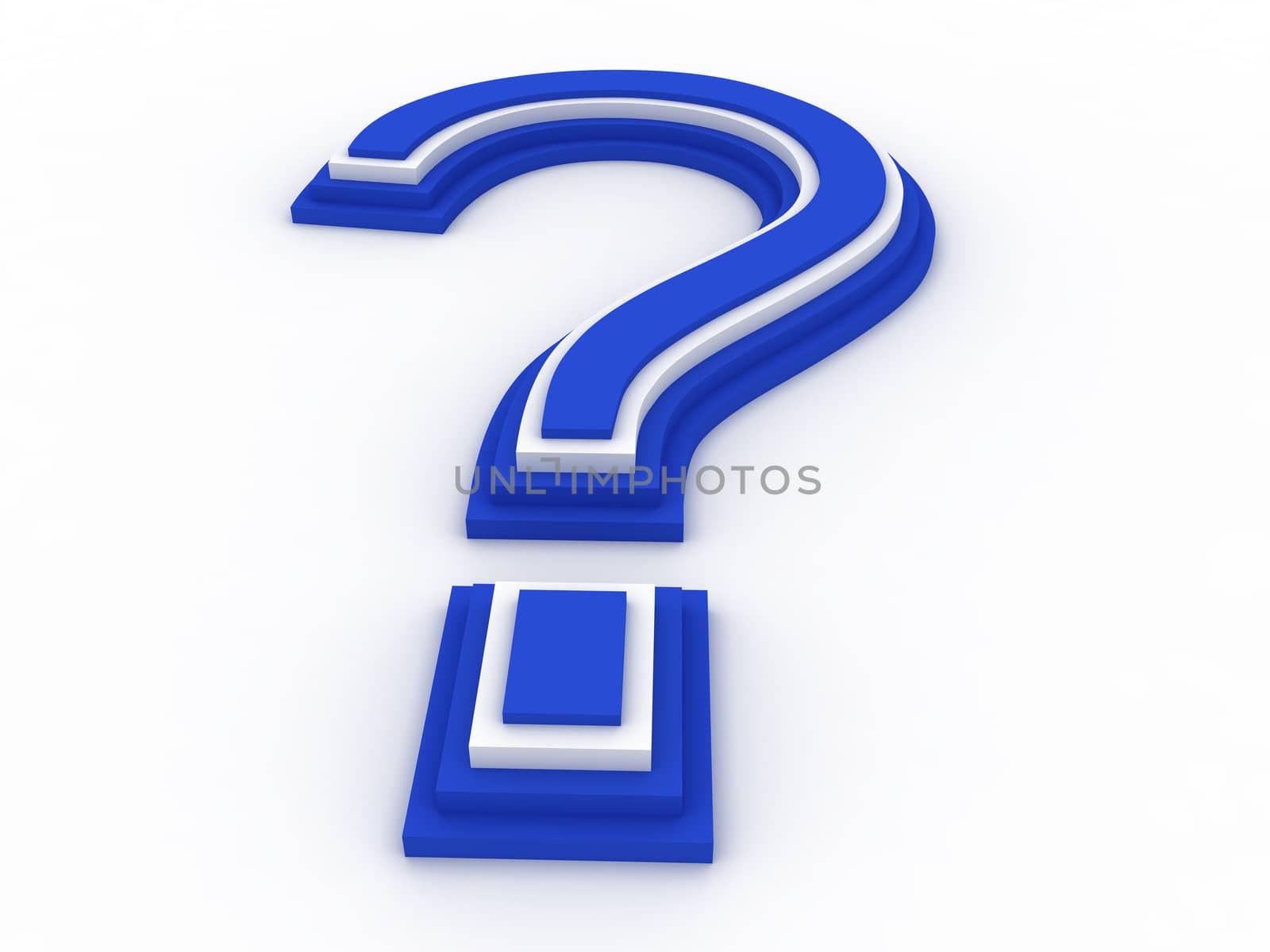 3D question mark isolated on white background.