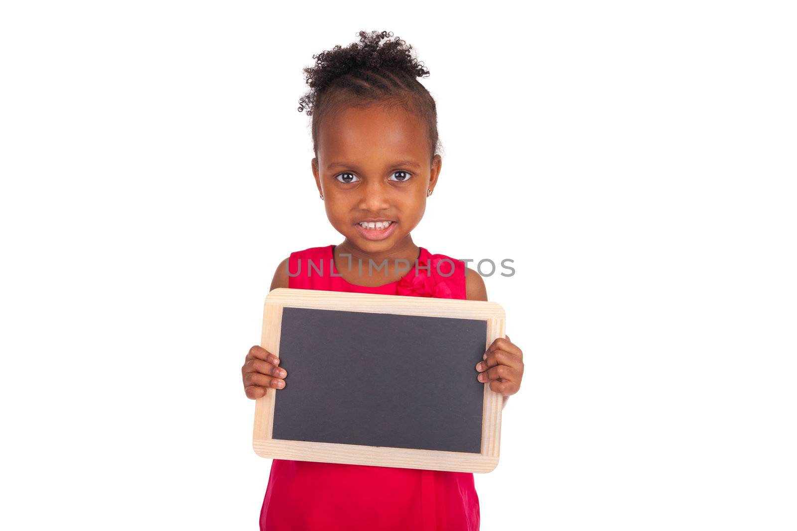 Adorable african little girl on white background