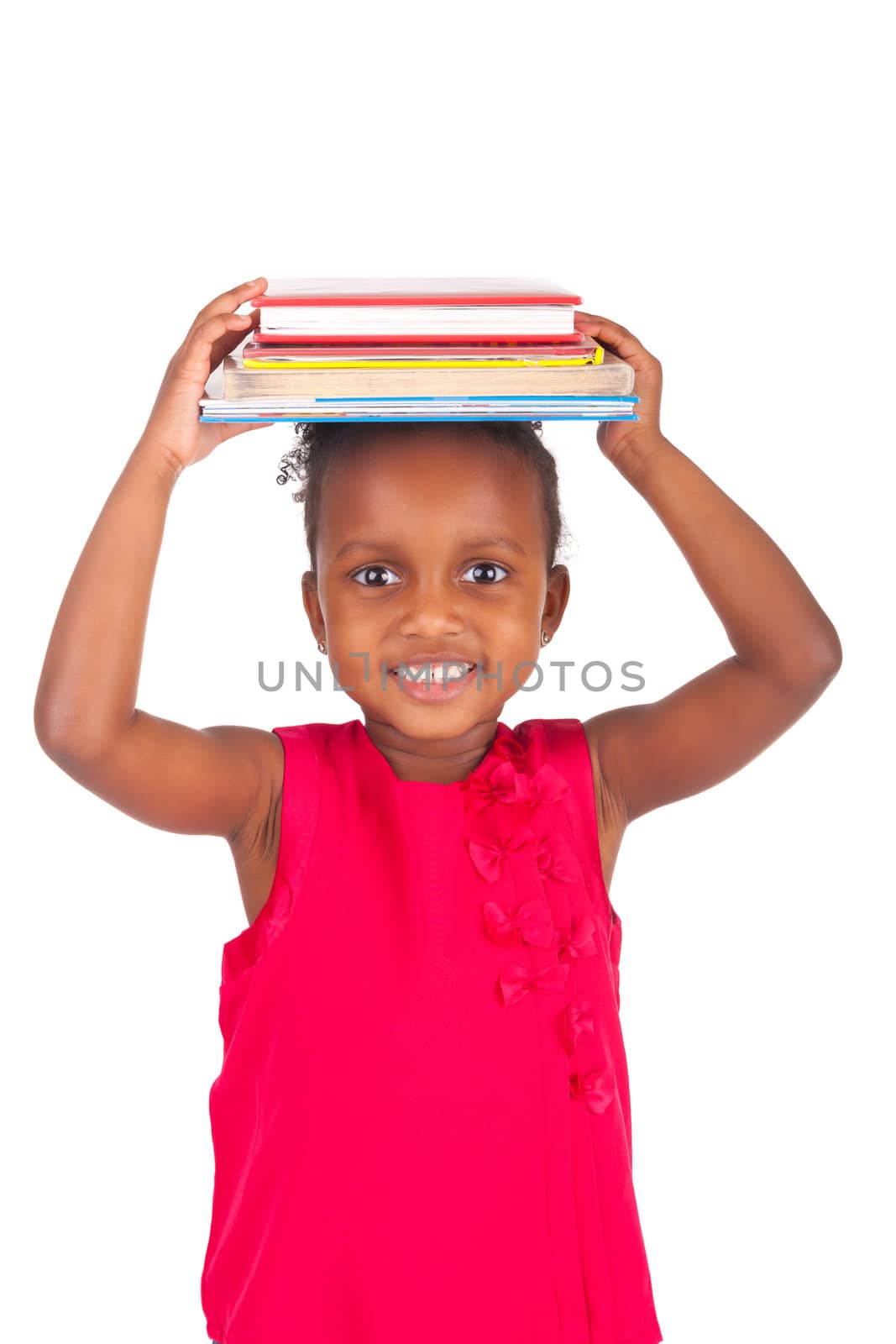 Adorable african little girl on white background