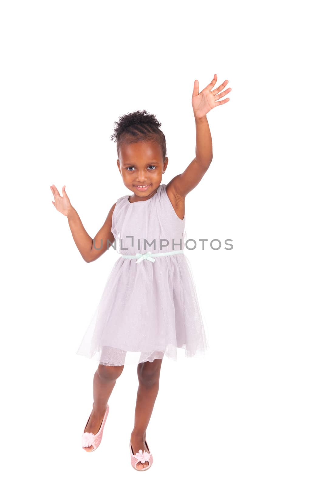 Adorable african little girl on white background