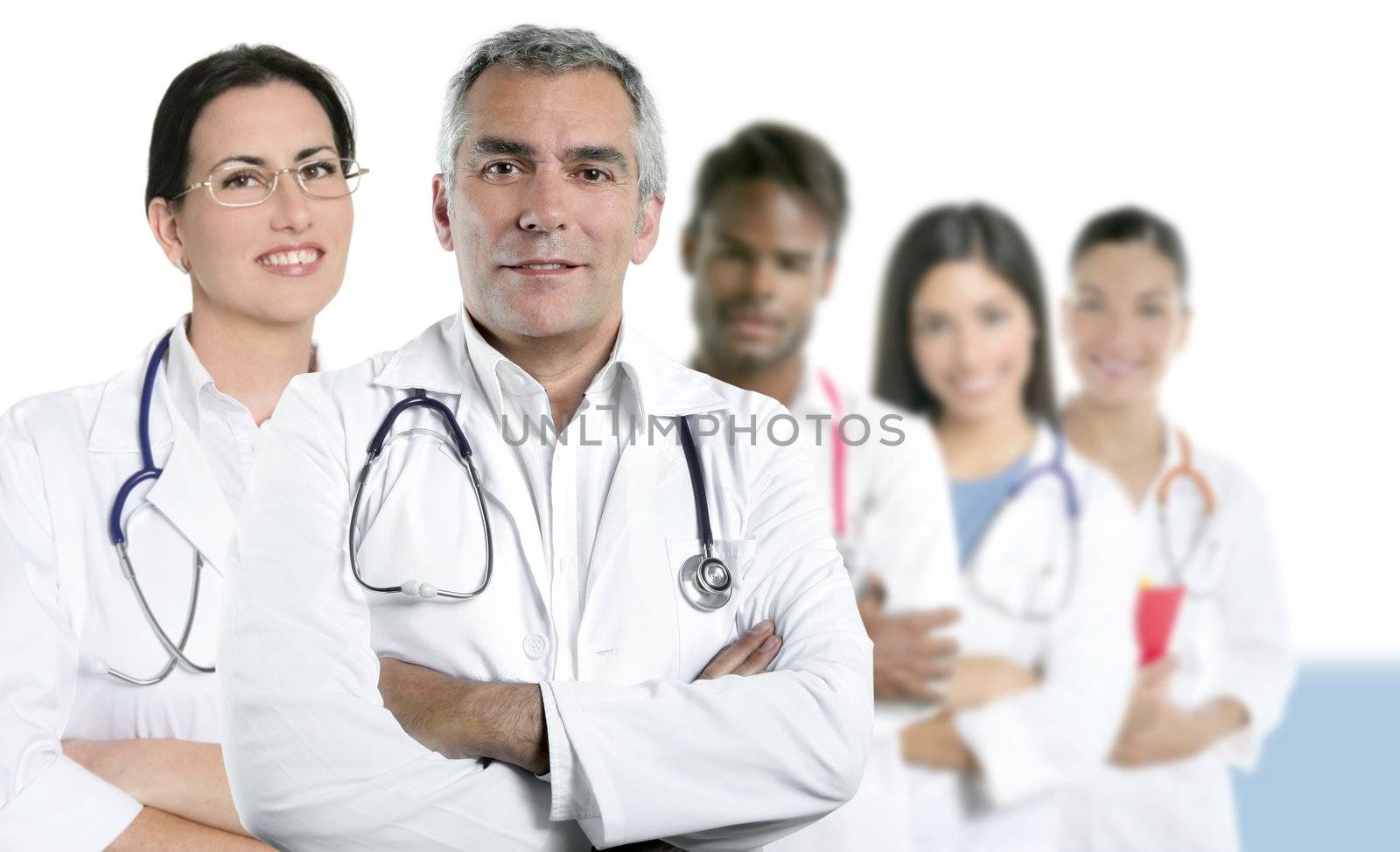 expertise doctor multiracial nurse team row by lunamarina