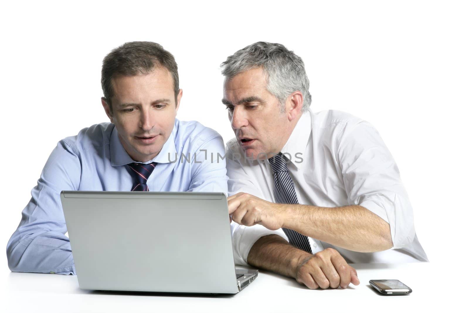 expertise businessman team working laptop computer white desk