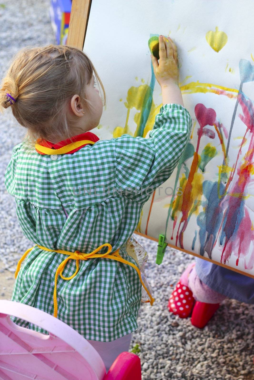 artist little girl children painting abstract picture by lunamarina