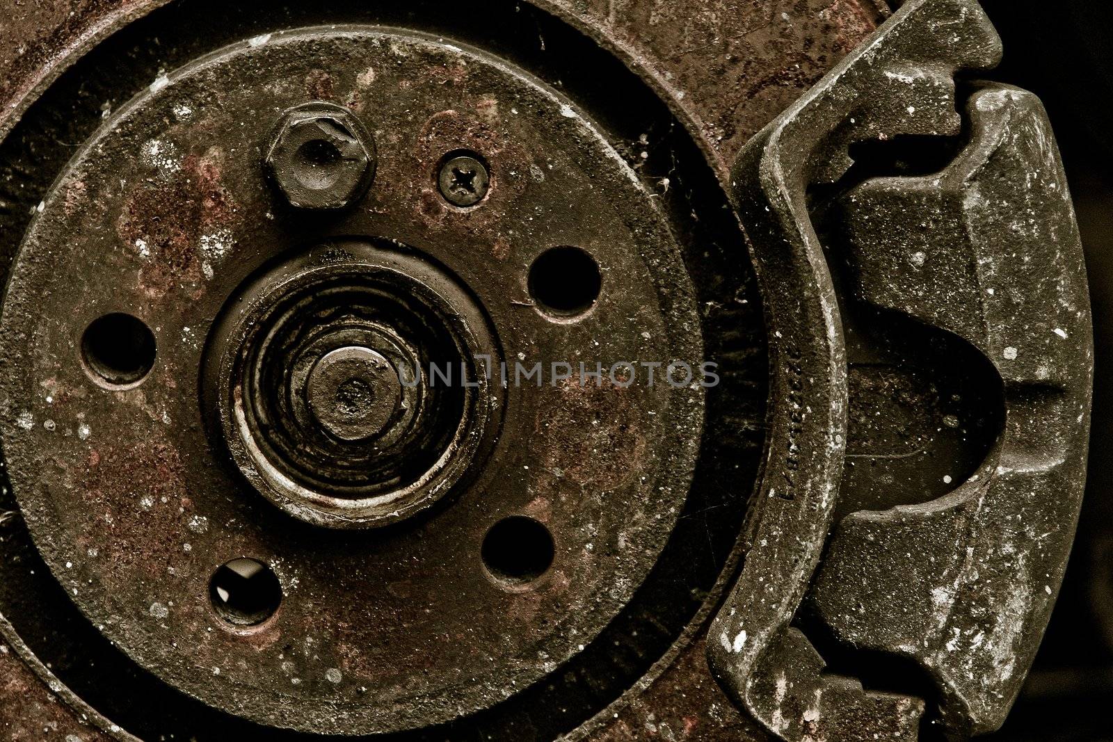 close up image of car disc break background texture by ponsulak