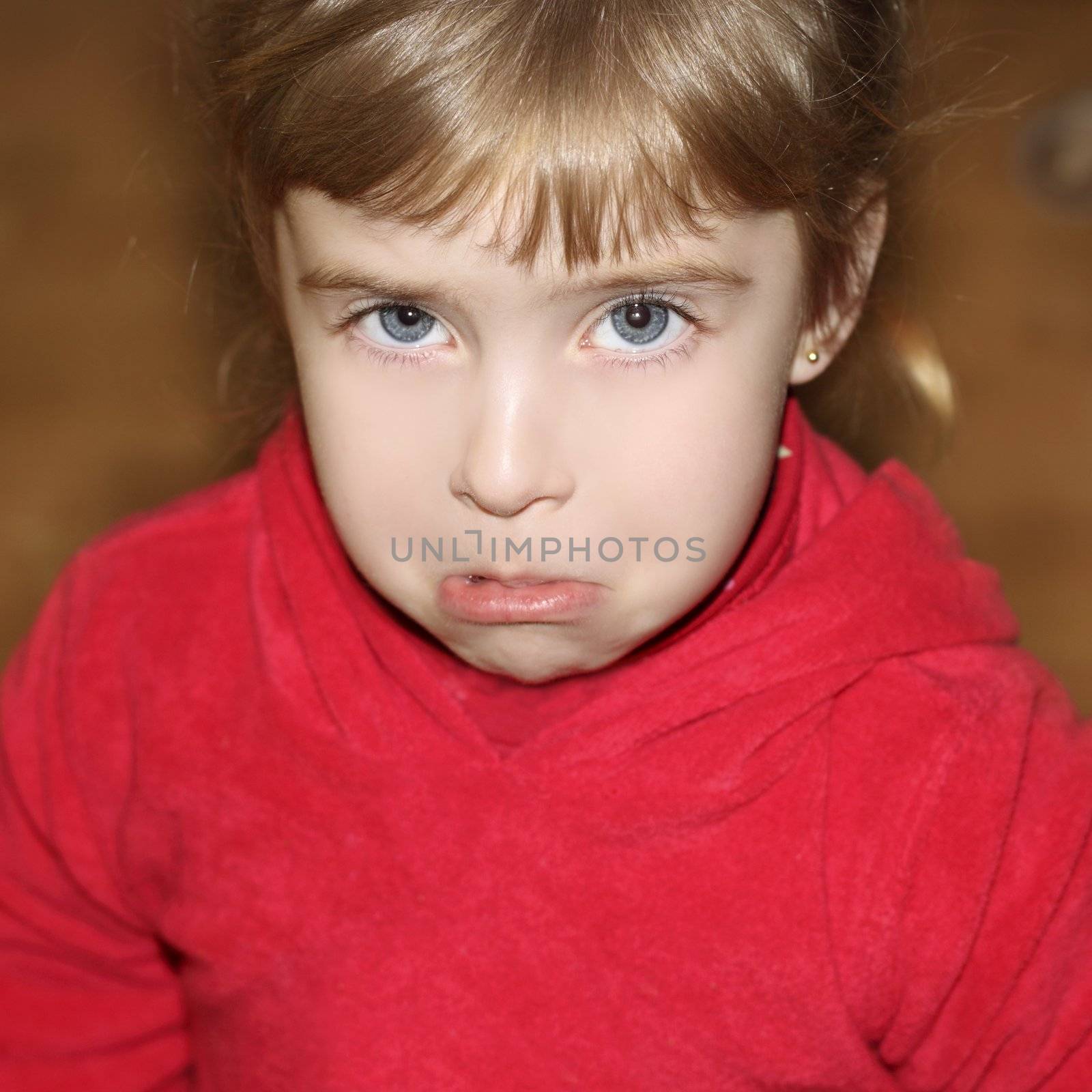 crying weeping gesture face little blond girl face portrait