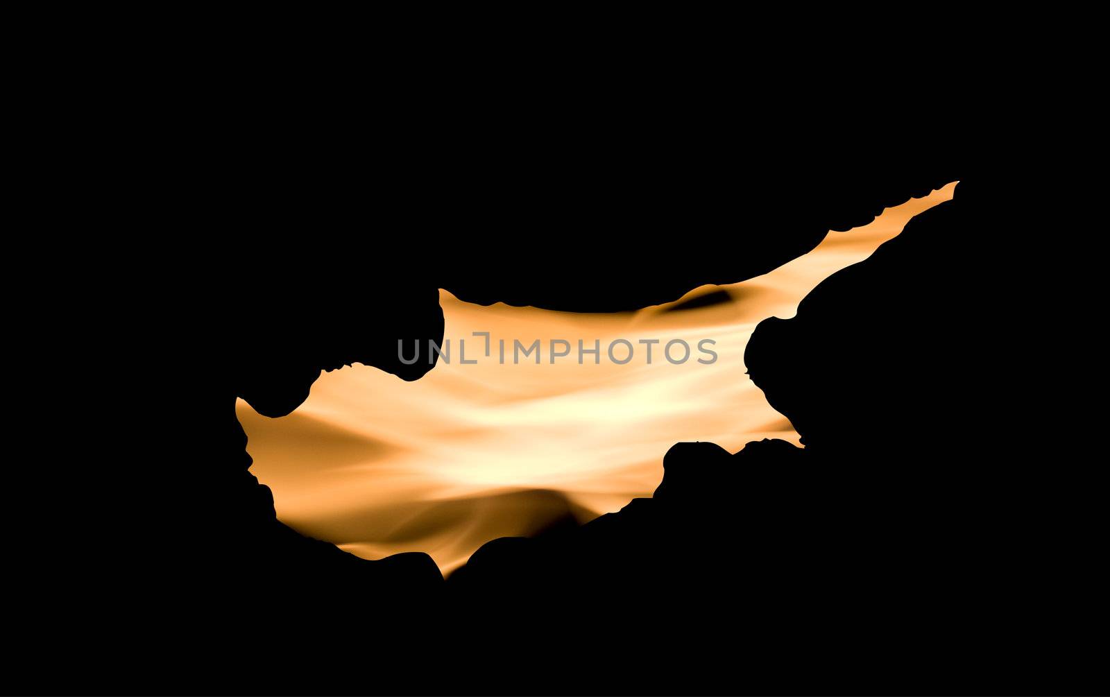 Cyprus under fire over black background