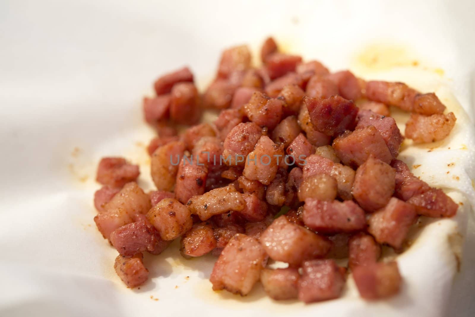 Pancetta bacon in a non-stick frying pan