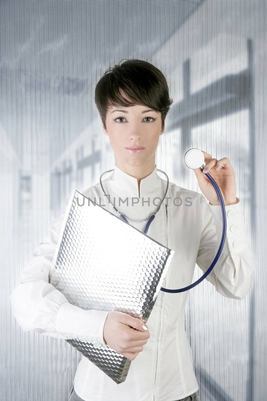 modern future doctor woman stethoscope on silver by lunamarina