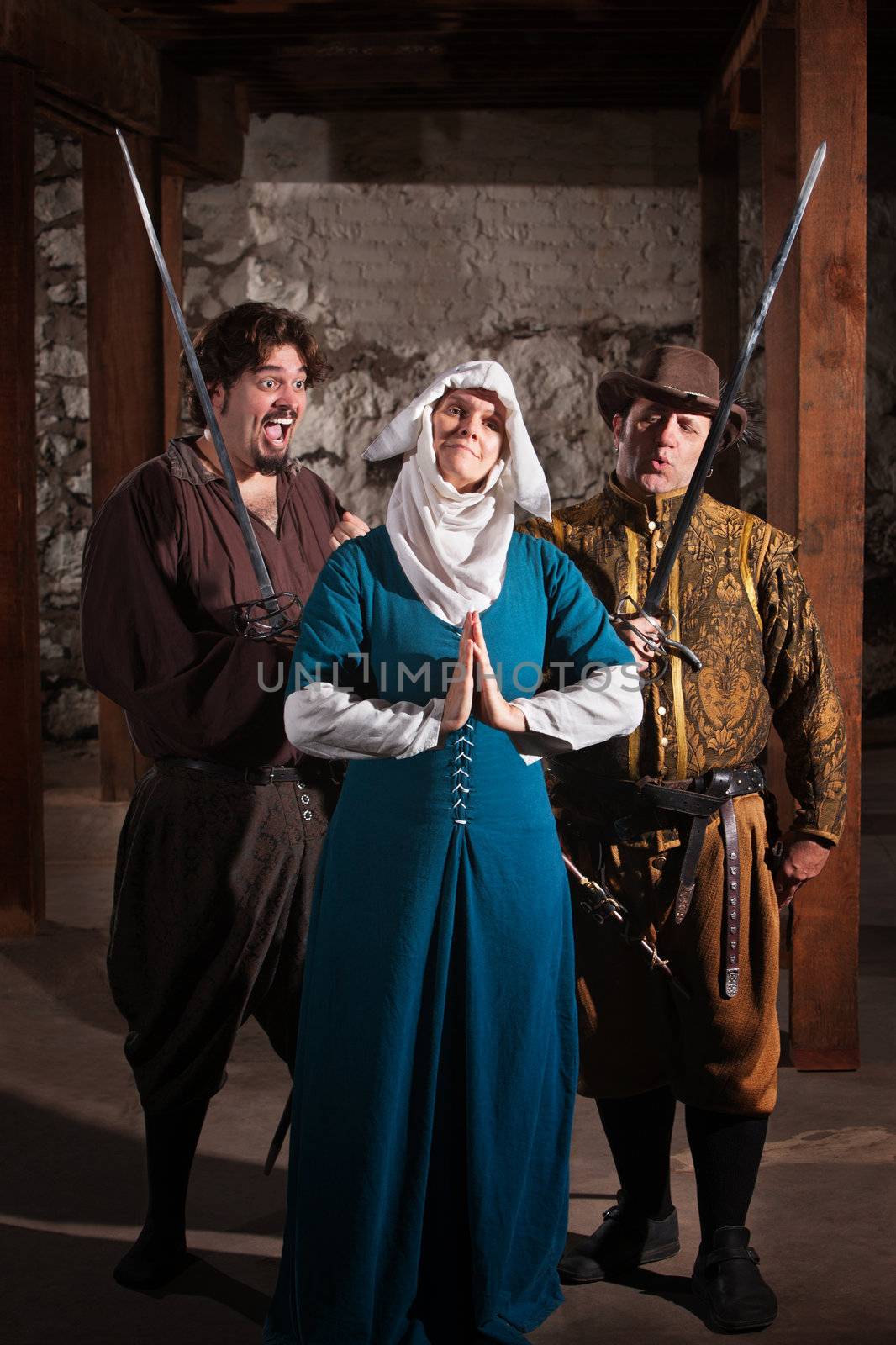 Swordsmen Teasing Nun by Creatista
