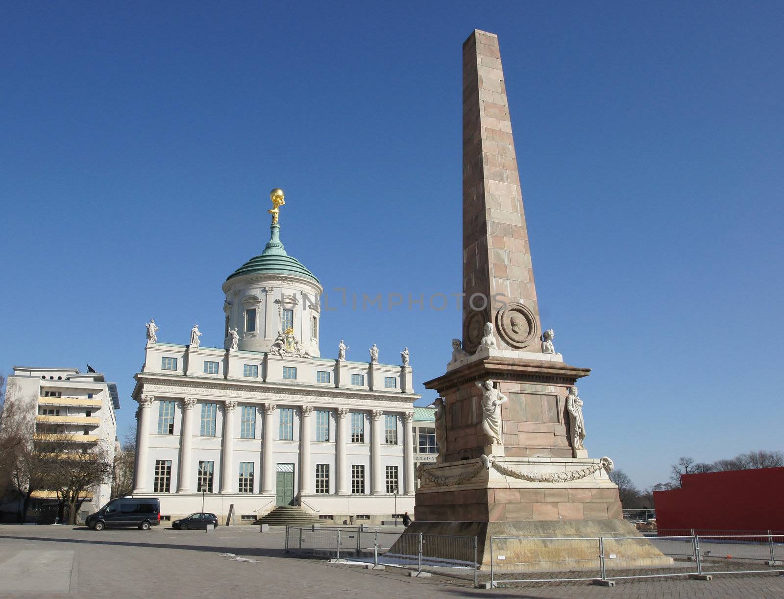 Obelisk and historic town hall, Potsdam, Germany, Europe