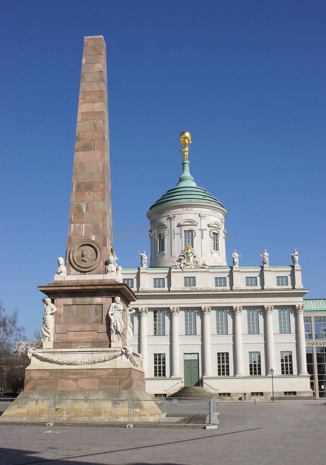 Obelisk and historic town hall, Potsdam, Germany, Europe