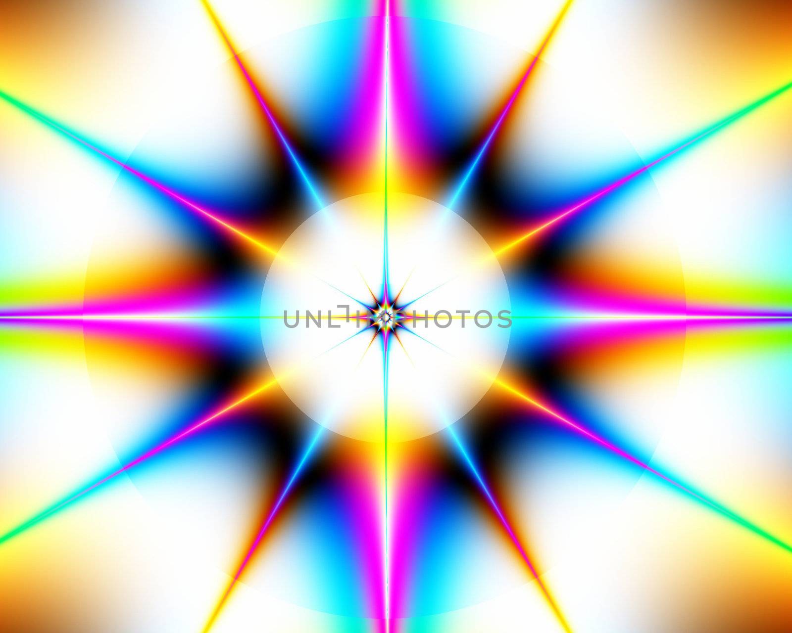 fractal star or snowflake in many colors
