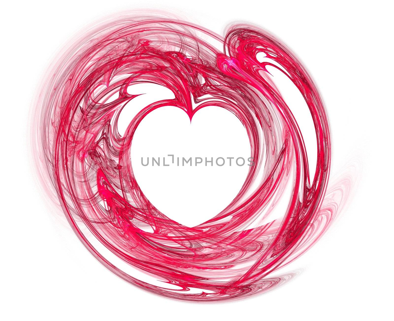 very smooth red fractal heart over white