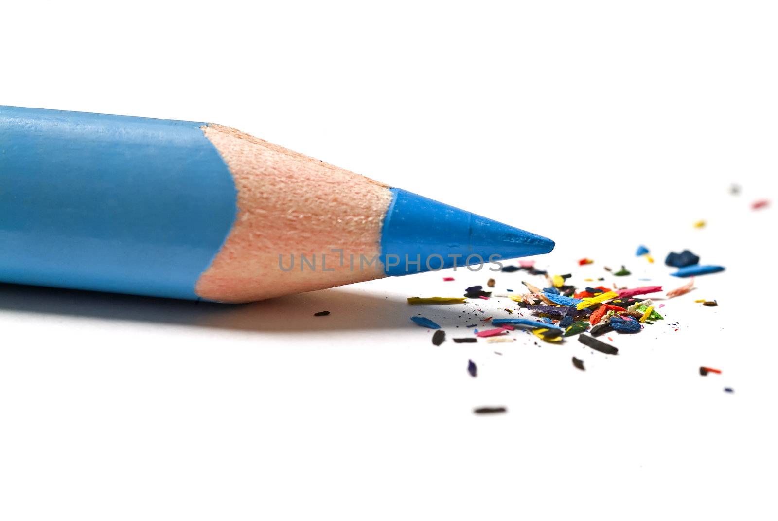 blue pencil and shavings by noam