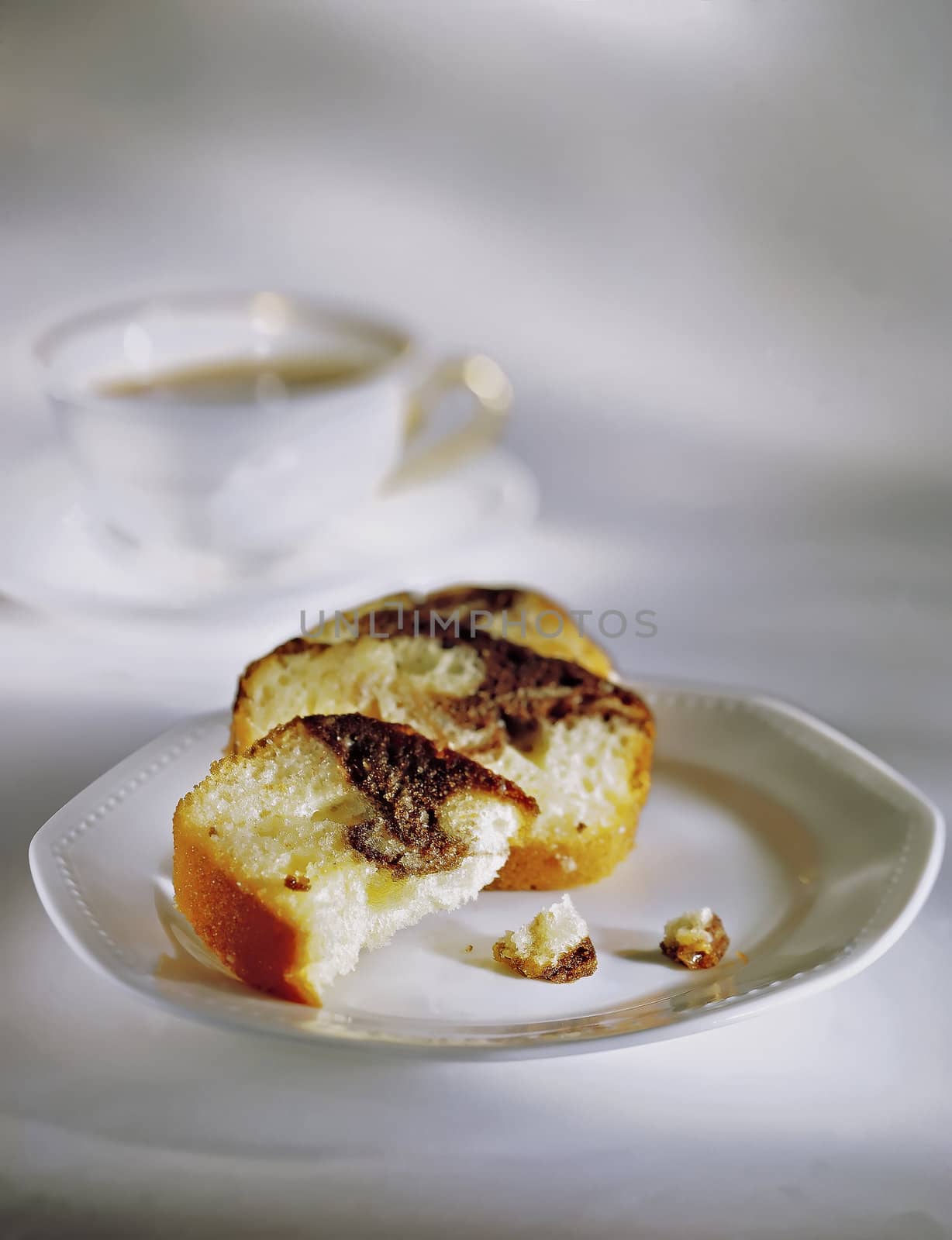 Marble Coffee Cake with selective focus