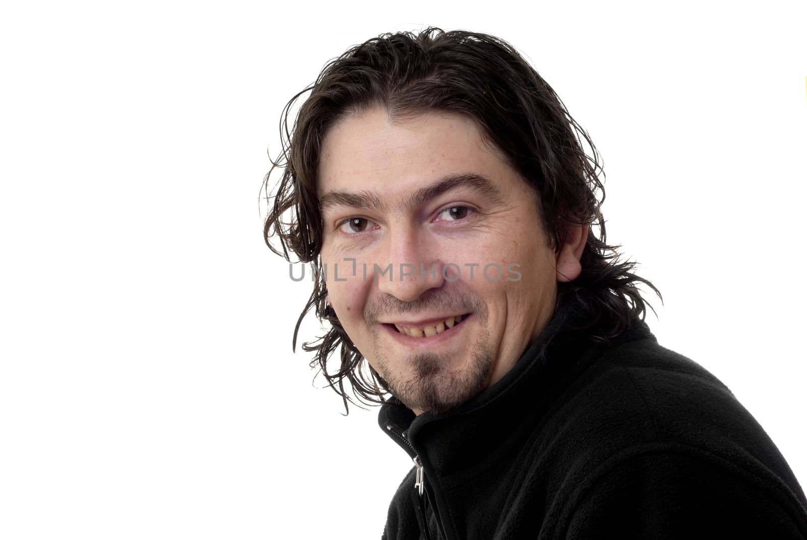 young casual man portrait in white background