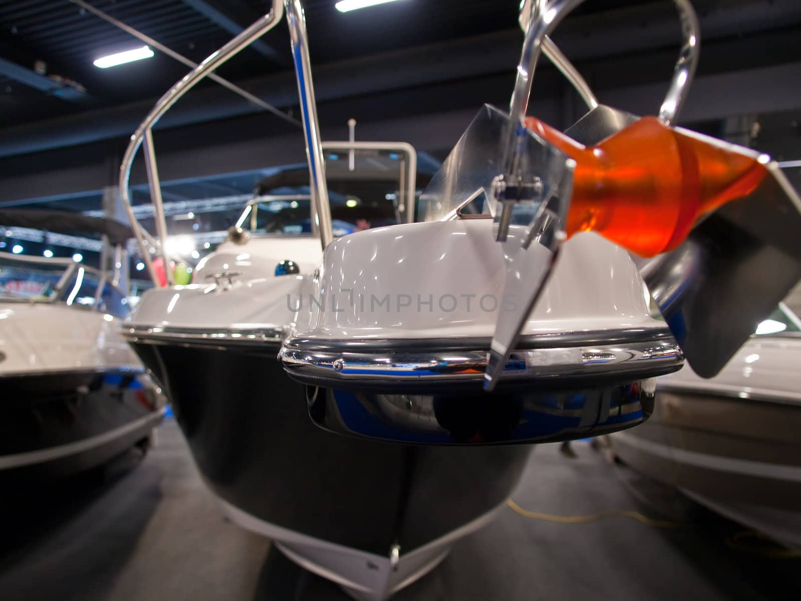 Details of the front part of a prow of a yacht sailboat