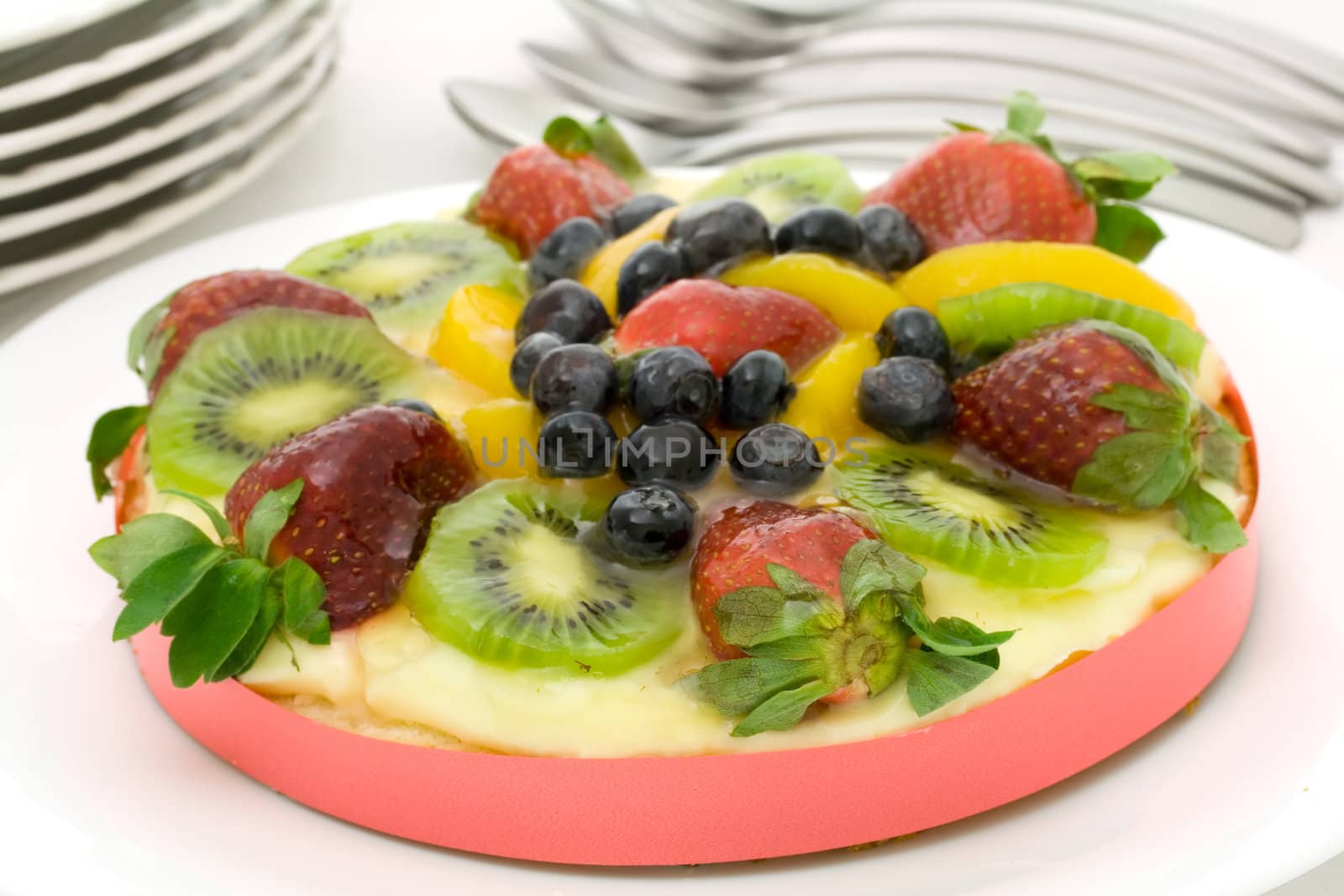 Summer fruit custard tart - Shallow depth of field