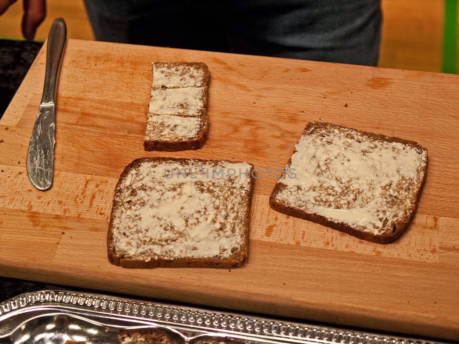 Fresh country bread and butter for a healthy breakfast