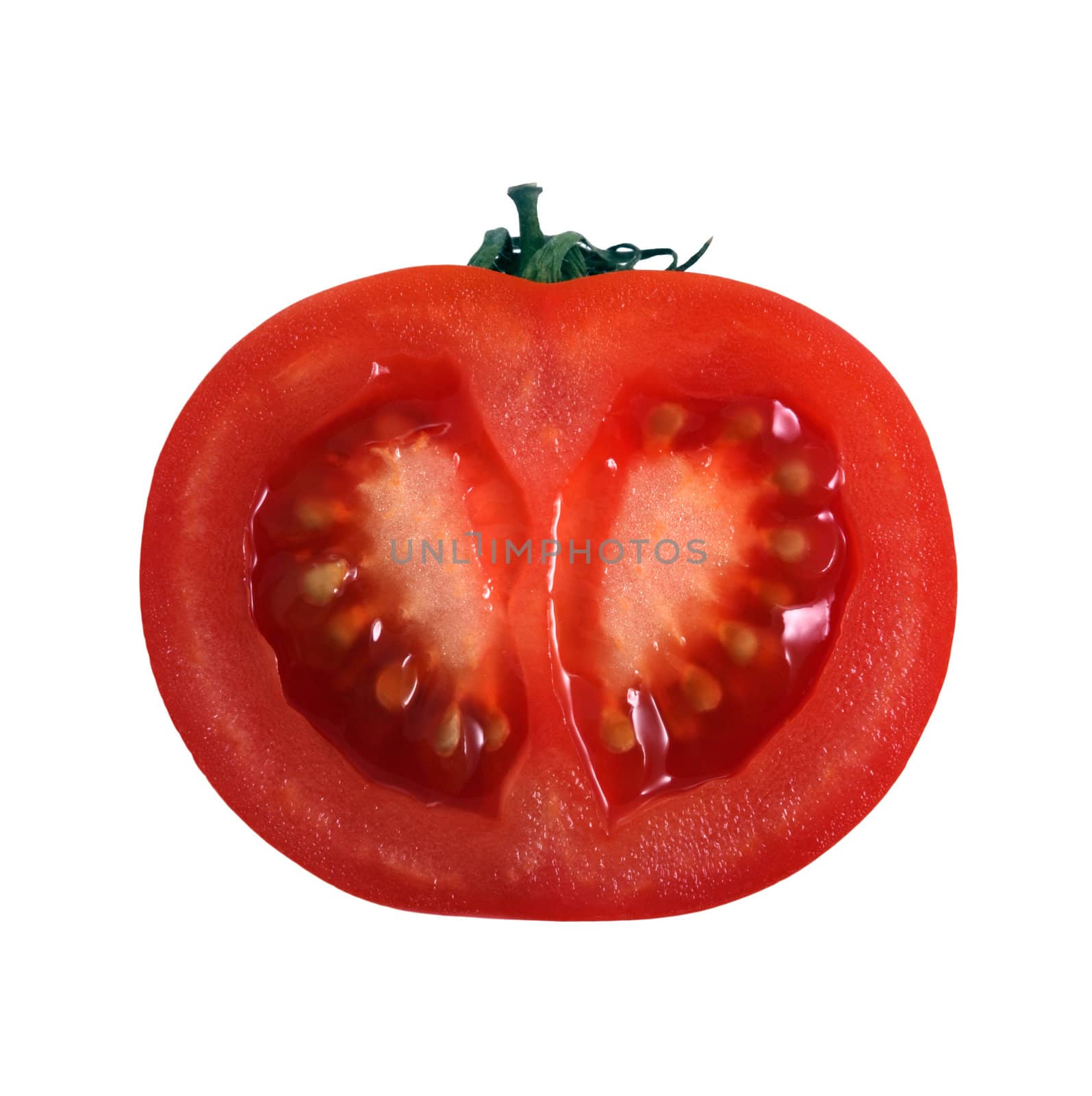 Half of tomato on a white background
