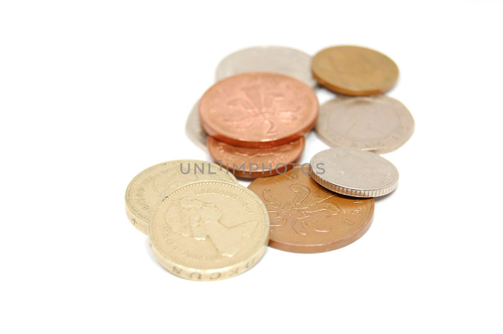 Some coins isolated on white