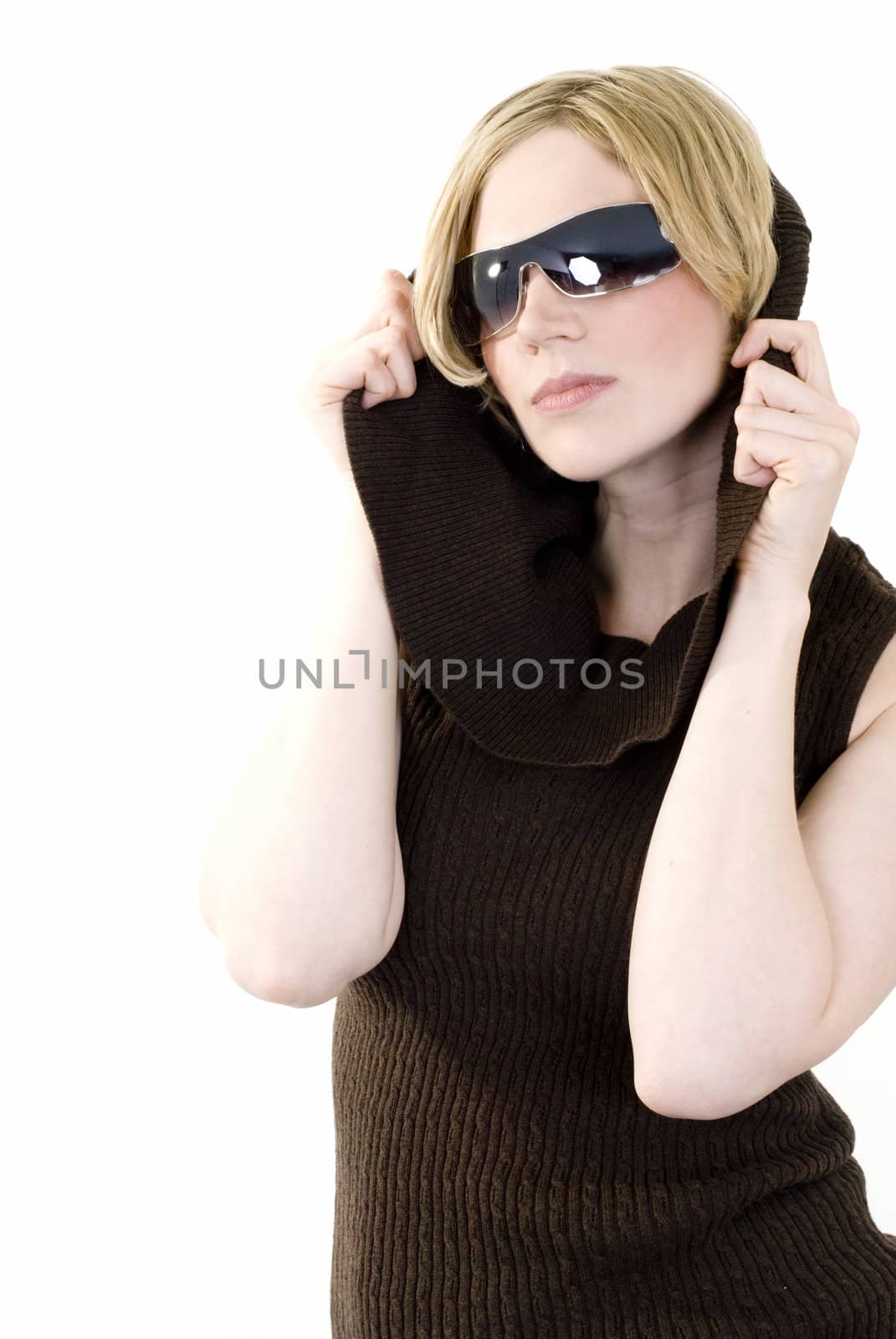 A beautiful model on a white isolated background.