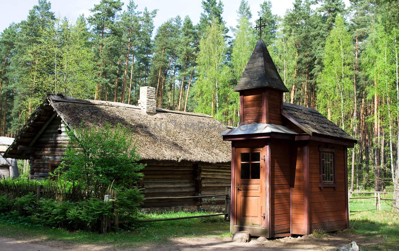 Wooden church in Latvian Ethnographic Open Air Museum