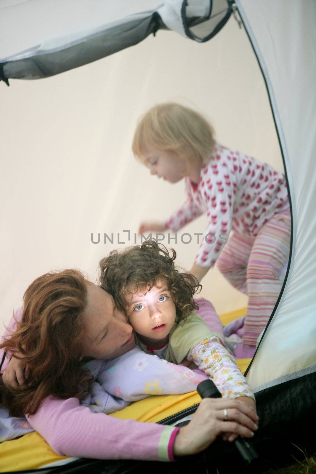 Camping tent vacation with mother and daughters by lunamarina