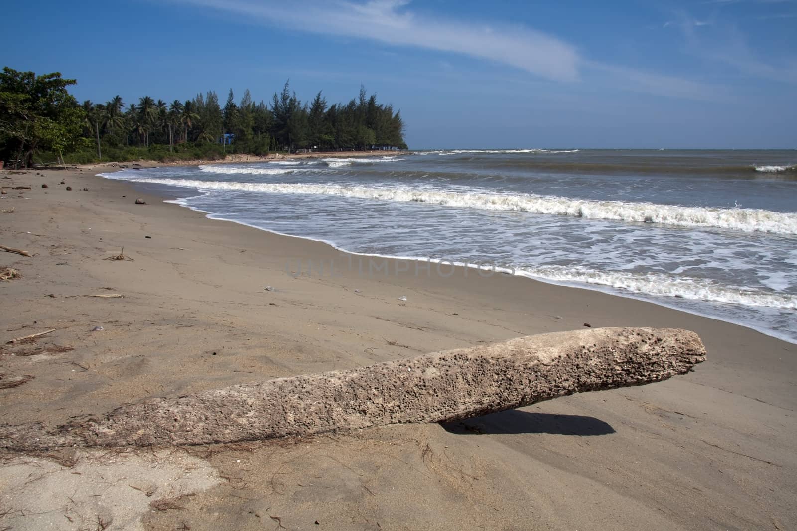 Log on beach, Tap Sakae, Thailand