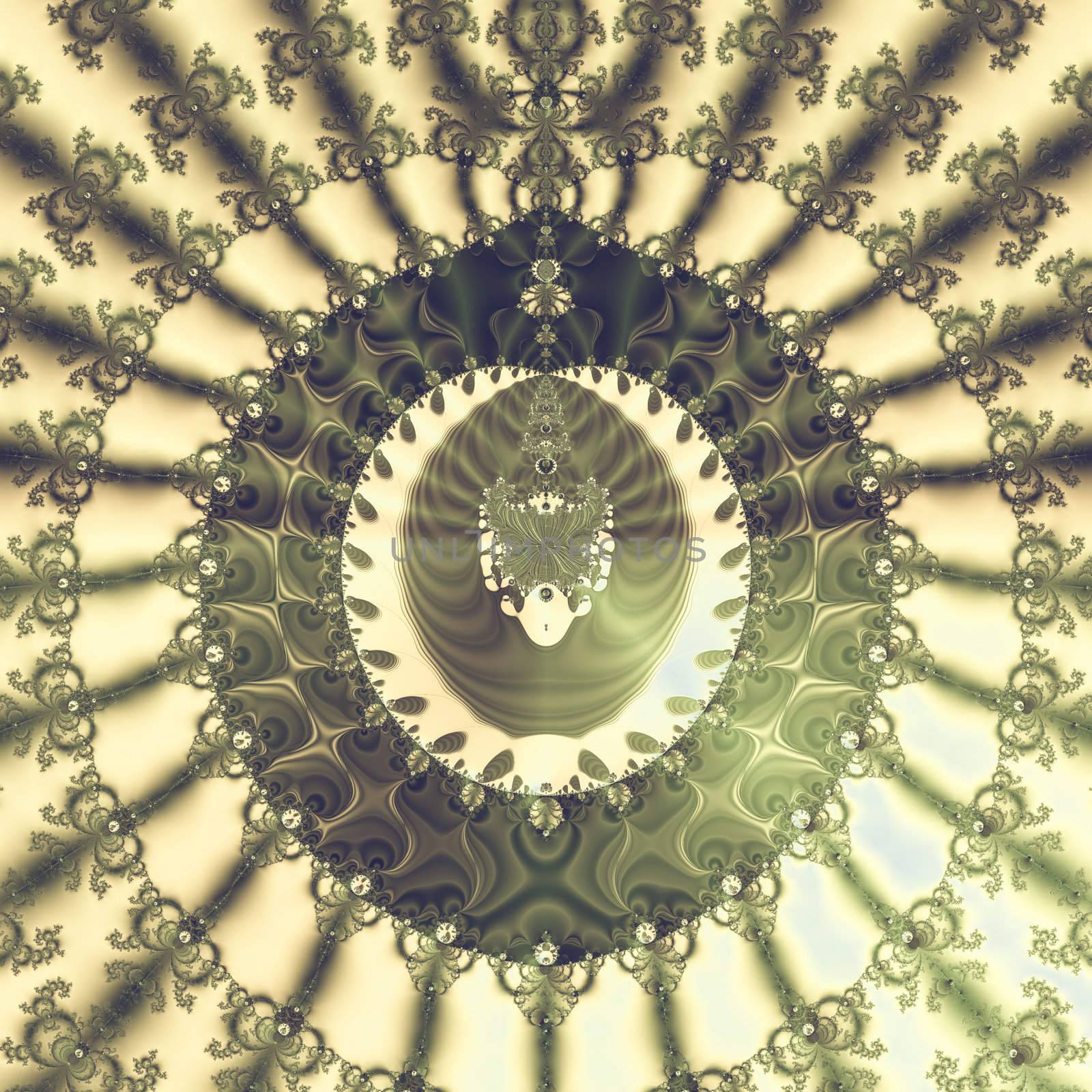 Elegant fractal design, abstract art, oriental sun