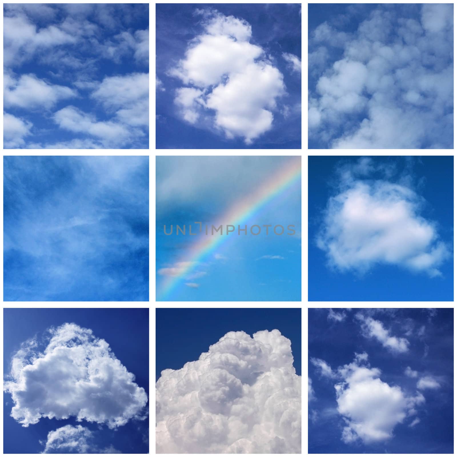collage with photos of clouds