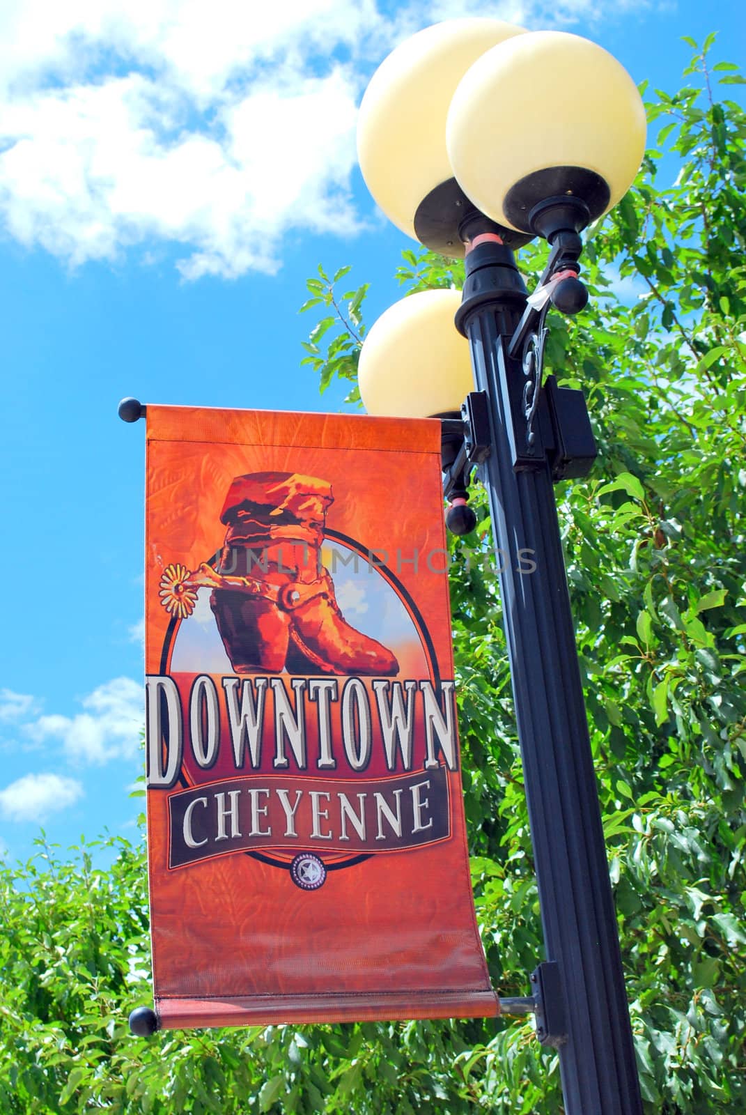 Cheyenne, Wyoming banner displayed downtown.
