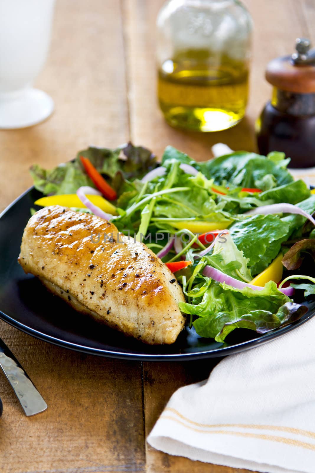 Chicken steak with fresh salad